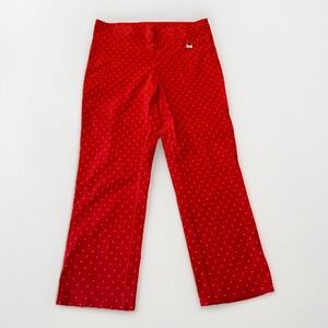 3/$25 SALE! Rafaella Women's Pants Size 6 Bright Pink White Polka Dot Cropped